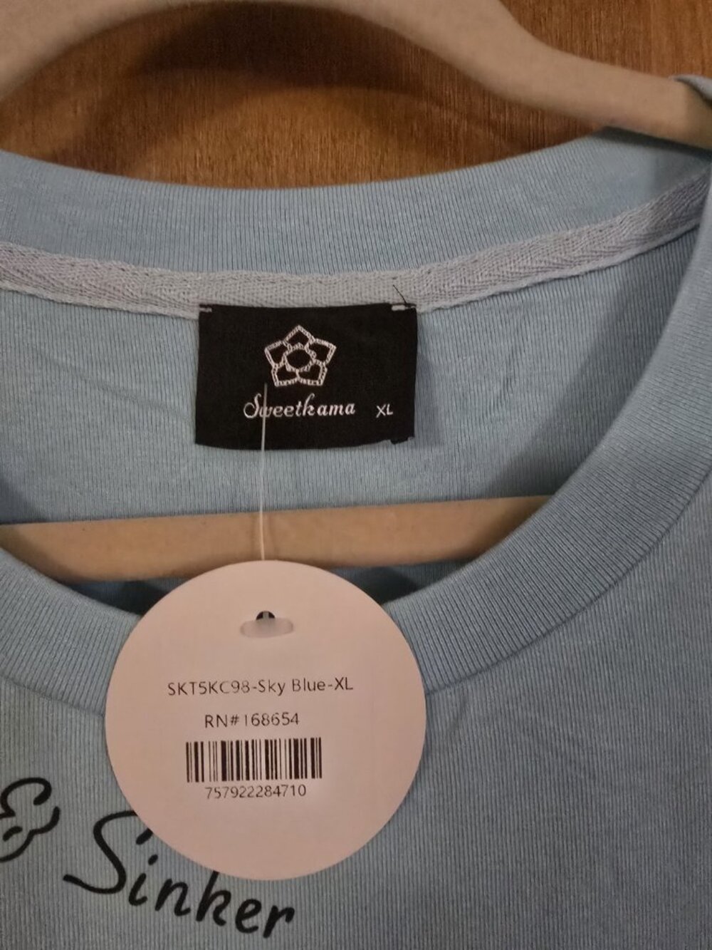 Cherie Code Graphic Tee Hook Line And Sinker Women's XL NWT Blue - Picture 6 of 7